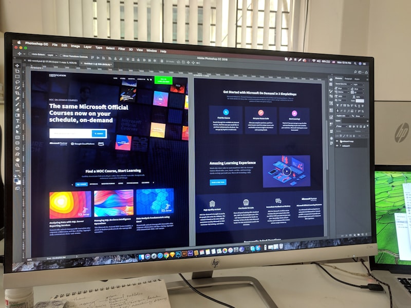 Website design on a monitor